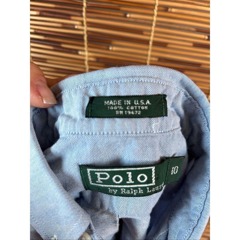 Polo Ralph Lauren Youth Size 10 Made in USA Light Blue long sleeve button Shirt - Picture 3 of 6